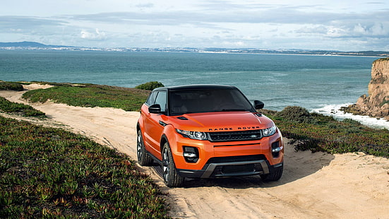 2014 Land Rover Range Rover Evoque Autobiography Dynamic, оранжев и черен land rover, land, rover, range, evoque, 2014, автобиография, динамичен, автомобили, land rover, HD тапет HD wallpaper