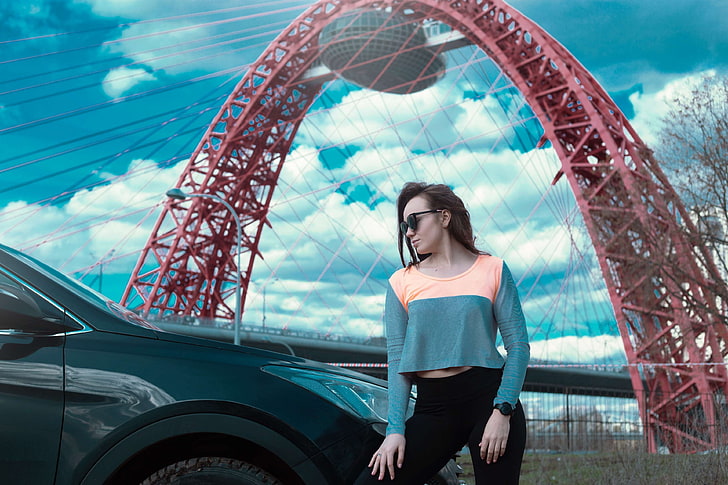 beautiful, beauty, blouse, bridge, bright, business lady, clothing, costume, fashion, girl, glamour, hair, makeup, model, modern, moscow, outdoors, pants, photo, photo shoot under the scenic bridge, photoshoot, portr, HD wallpaper