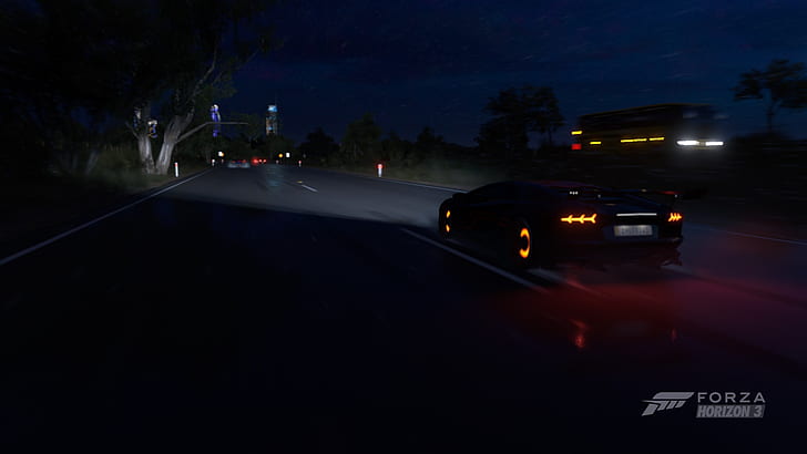 malam, Hypercar, hujan, forza horizon 3, Lamborghini, Forza Horizon, video game, Wallpaper HD