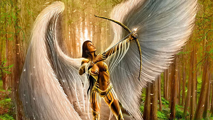 cupid, angel, wings, arrow, HD wallpaper