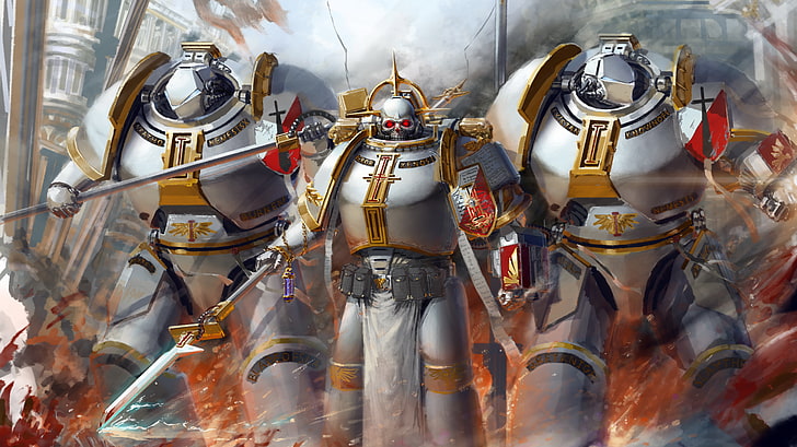 Warhammer 40K Grey Knights цифровые обои, космический пехотинец, фан-арт, серые рыцари, warhammer 40K, империум, хамк, алебарда, капеллан, HD обои