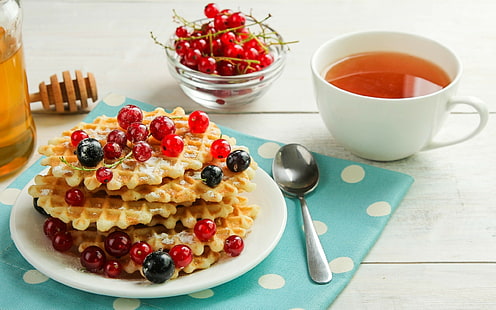 jedzenie, śniadanie, filiżanka, łyżka, herbata, Tapety HD HD wallpaper