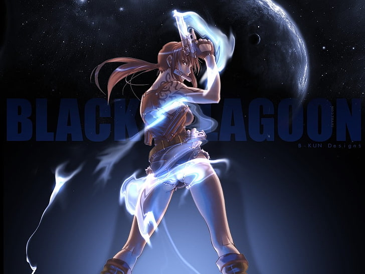 braunhaariger Anime-Charakter, Black Lagoon, Revy, HD-Hintergrundbild