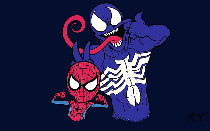 Spider Man and Venom 4K 8K, Spider, Artwork, Minimal, Venom, Man, and, HD wallpaper