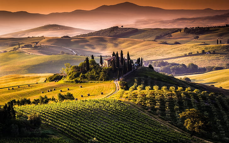 Incroyable vue sur la Toscane, photographie aérienne, toscana, toscane, Fond d'écran HD