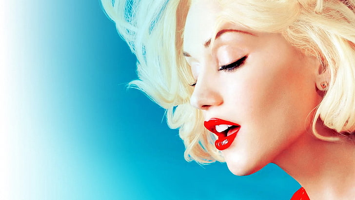 Marilyn Monroe เกวนสเตฟานีผมบลอนด์ริมฝีปากปากดู, วอลล์เปเปอร์ HD