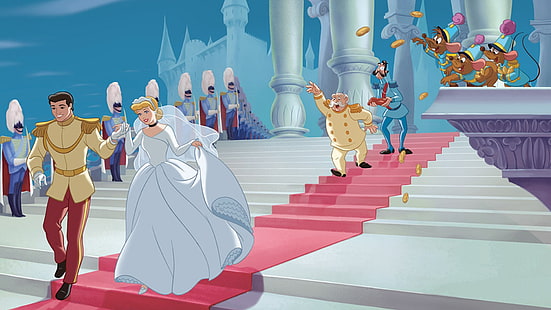 Boda en la princesa Cenicienta y el príncipe encantador de dibujos animados Walt Disney Hd fondo de pantalla 1920 × 1080, Fondo de pantalla HD HD wallpaper