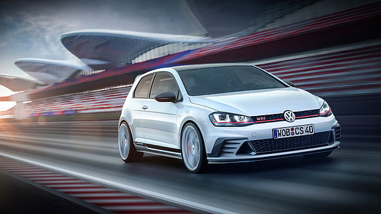 Volkswagen Golf GTI, auto, motion blur, piste da corsa, Sfondo HD HD wallpaper