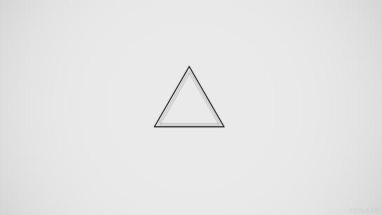 ilustração do triângulo, minimalismo, geometria, triângulo, preto, branco, cinza, HD papel de parede HD wallpaper
