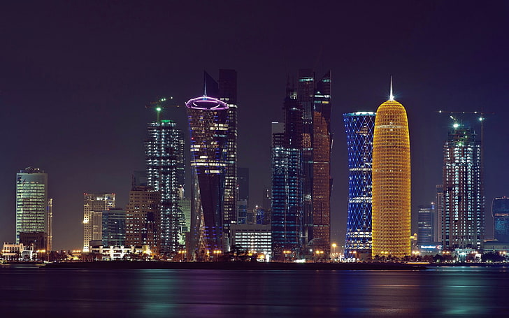 bâtiments, doha, golfe, perse, qatar, gratte-ciel, Fond d'écran HD
