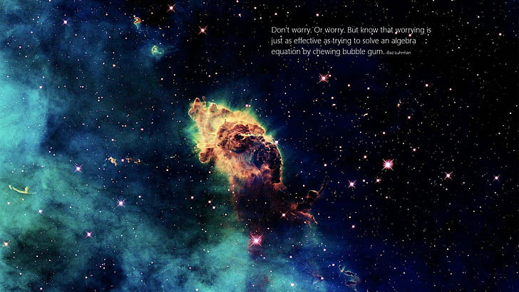 Baz Luhrman Quote HD, pink and blue stars galaxy photo, baz luhrman, galaxy, nebulae, quote, stars, HD wallpaper