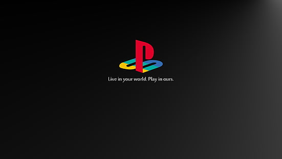 Sony PS-logotyp, Sony, PlayStation, videospel, retrospel, logotyp, svart, konsoler, konsol, HD tapet HD wallpaper