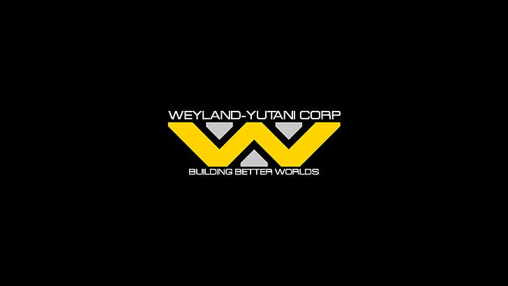 Aliens (movie), minimalism, logo, black background, typography, Weyland-Yutani Corporation, HD wallpaper