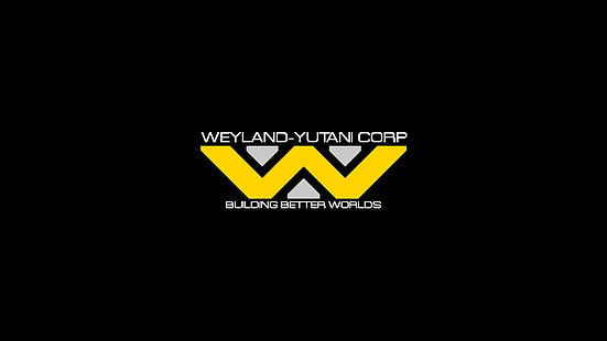 Estrangeiros (filme), minimalismo, logotipo, fundo preto, tipografia, Weyland-Yutani Corporation, HD papel de parede HD wallpaper
