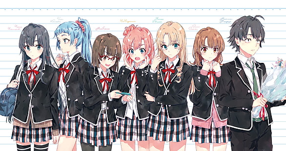 Anime, My Teen Romantic Comedy SNAFU, Ebina Hina, Hikigaya Hachiman, Iroha Isshiki, Saki Kawasaki, Yui Yuigahama, Yukino Yukinoshita, Yumiko Miura, Tapety HD HD wallpaper