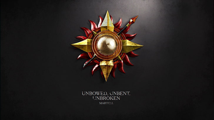 Unbowed Jnbent Unbroken logo, Game of Thrones, House Martell, sigils, HD wallpaper