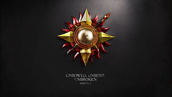 Logo Unbowed Jnbent Unbroken, Game of Thrones, House Martell, pieczęcie, Tapety HD HD wallpaper