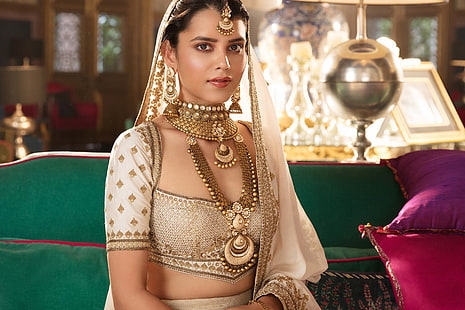 Modelli, modello, orni, ragazza, indiano, gioielli, collana, donna, Sfondo HD HD wallpaper