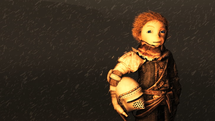 средневековый, рыцарь, шлем, доспехи, снег, ветер, буря, анимация, ночь, Маленький принц, HD обои
