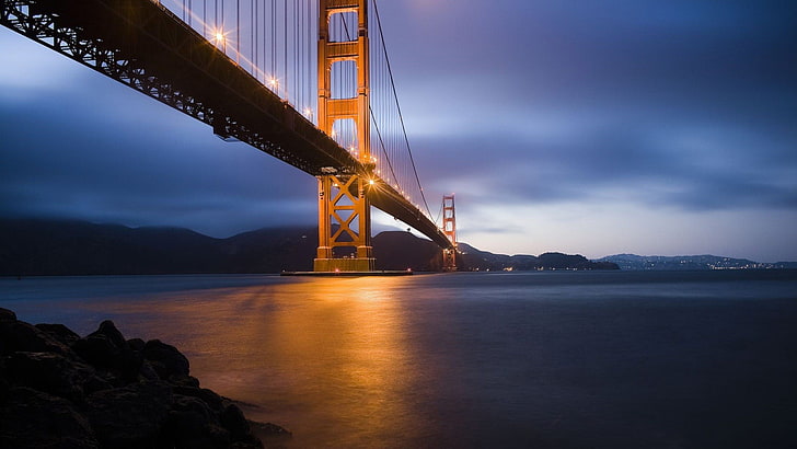 Jembatan Golden Gate, lanskap kota, jembatan, Jembatan Golden Gate, San Francisco, AS, fotografi, pemandangan, alam, air, pantai, laut, Wallpaper HD