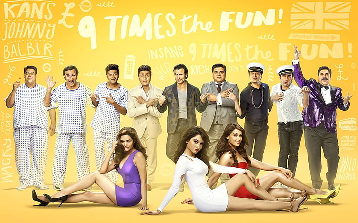 Плакат Humshakals, 9 Times the Fun обои, Фильмы, Bollywood Movies, Болливуд, 2014, HD обои