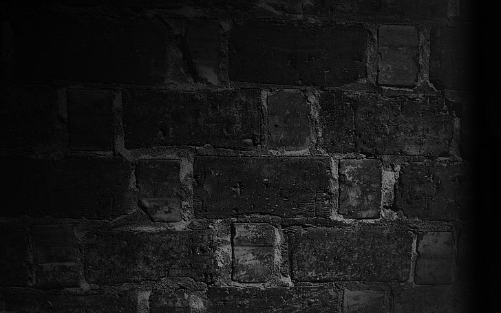 wall, brick, texture, shadow, black and white, HD wallpaper