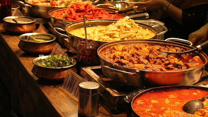 comida, hindu, platos, salsas, HD-Hintergrundbild