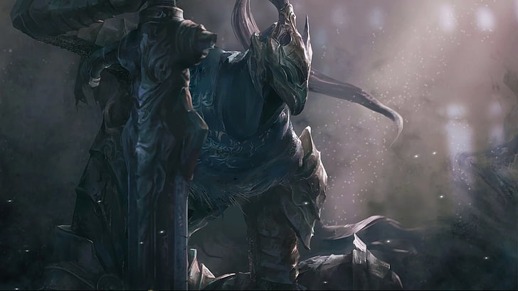person in armor holding sword digital wallpaper, Dark Souls, video games, digital art, Artorias the Abysswalker, HD wallpaper
