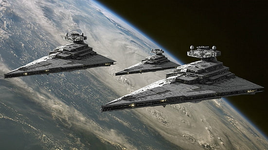 kilka statków kosmicznych, Star Wars, science fiction, Star Destroyer, Tapety HD HD wallpaper