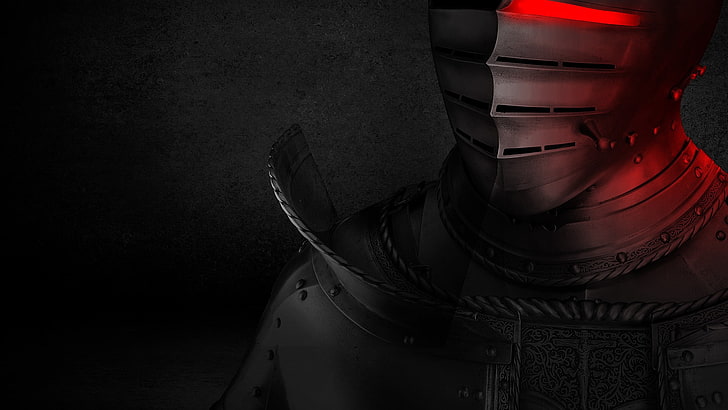 knight illustration, black, red, HP Omen, video games, laptop, Hewlett Packard, Beats, knight, gamers, armor, HD wallpaper
