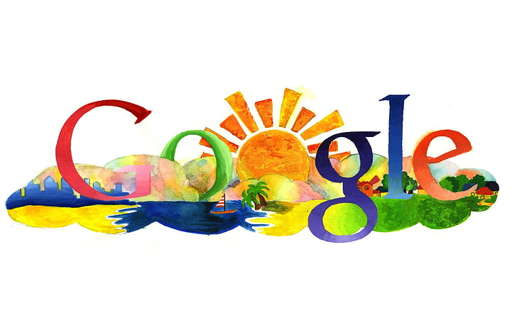 Google logo, google, search, logo, summer, drawing, HD wallpaper