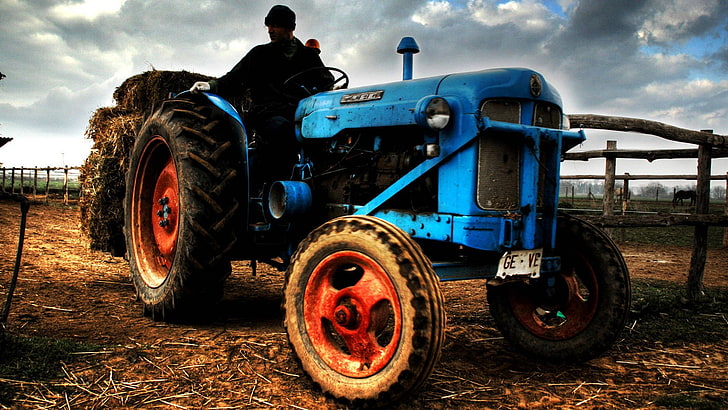 трактори, фермери, превозно средство, HD тапет