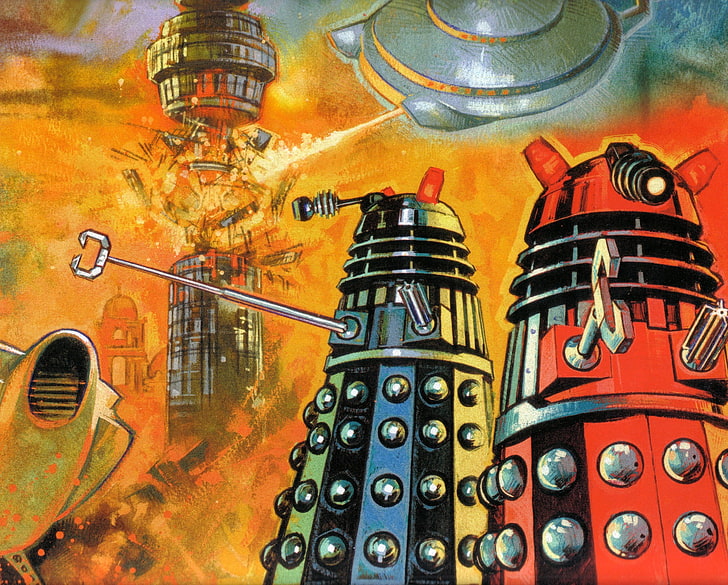 gelbe und schwarze Tattoo Maschine, Doctor Who, Daleks, HD-Hintergrundbild