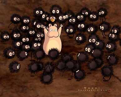 ilustração de porco rosa, hamster, Hayao Miyazaki, ghibli, empolgado, HD papel de parede HD wallpaper
