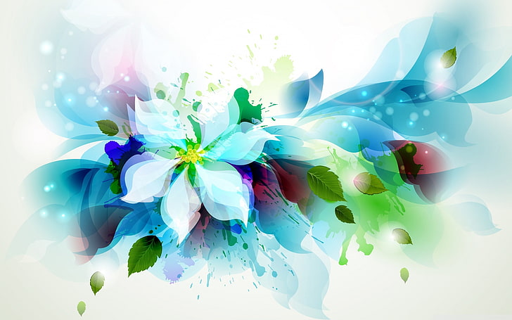 abstract flower-Design HD Wallpaper, blue and multicolored flower digital wallpaper, HD wallpaper