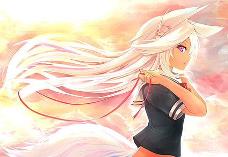 Anime, Neko Girls, Blond, Rosa Augen, HD-Hintergrundbild HD wallpaper