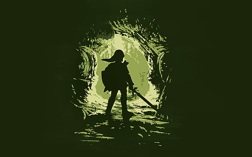 Die Legende von Zelda Link Silhouette Foto, Die Legende von Zelda, Kunstwerk, Videospiele, Link, HD-Hintergrundbild HD wallpaper