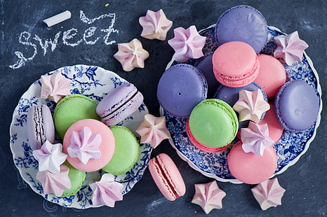 Französische Macarons, Kekse, Süßigkeiten, bunt, Dessert, Anna Verdina, Baiser, Macaron, HD-Hintergrundbild HD wallpaper