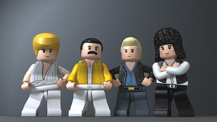 quatre Lego Minifig, LEGO, Reine, Freddie Mercury, Fond d'écran HD