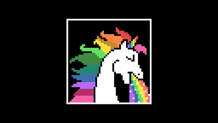 pixel art, pixels, unicorns, vomit, rainbows, unicorn, HD wallpaper