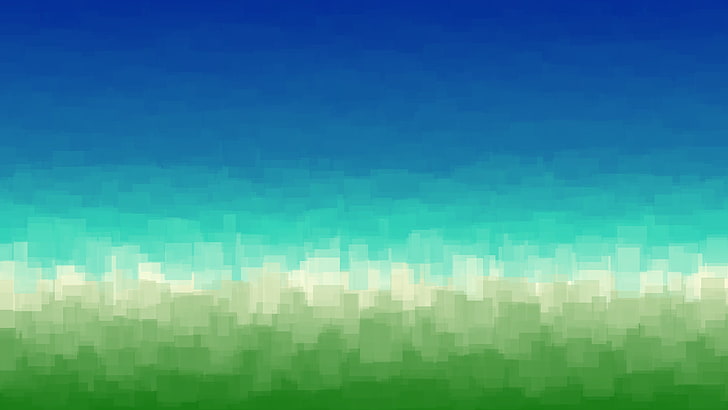 ilustrasi biru, teal, dan hijau, abstrak, Wallpaper HD