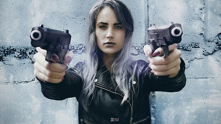 senjata, senjata, wanita, 500px, Z STYLE Photography, anak perempuan dengan senjata, Wallpaper HD