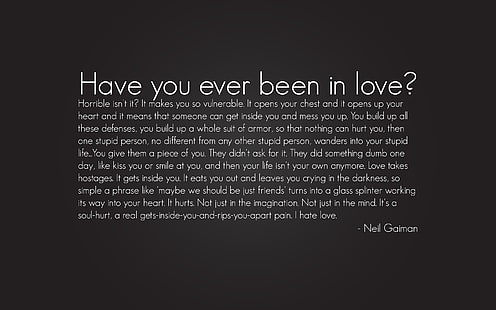 weißer Text auf grauem Hintergrund, Liebe, Zitat, Neil Gaiman, Text, HD-Hintergrundbild HD wallpaper