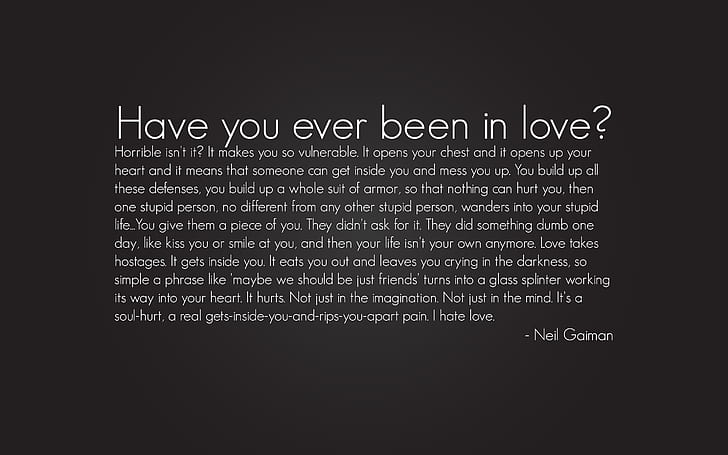 text, Neil Gaiman, quote, love, HD wallpaper