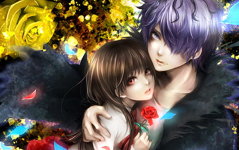 Anime Paar, halb realistisch, Umarmung, Anime, HD-Hintergrundbild HD wallpaper