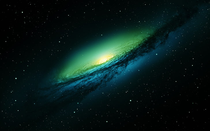 Kertas dinding galaksi, hijau, bintang, galaksi, luar angkasa, NGC 3190, Wallpaper HD