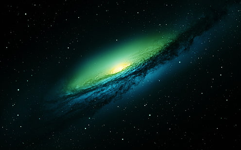 Galaxy wall paper, green, stars, galaxy, space, NGC 3190, HD wallpaper HD wallpaper