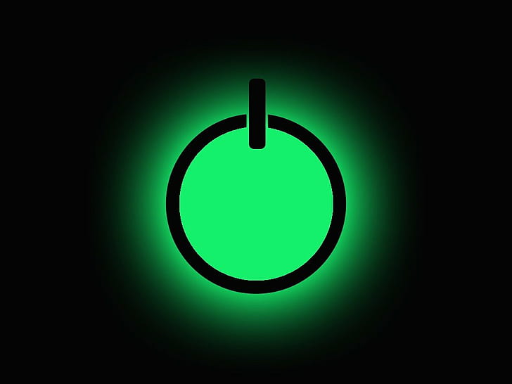 電源ボタン緑シンプル背景シンプル、 HDデスクトップの壁紙