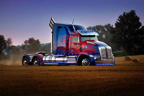 grande, rig, semi, trattore, rimorchio, trasporto, trasporto, camion, veicolo, Sfondo HD HD wallpaper