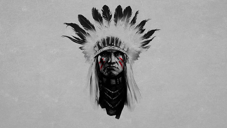 Индейские цифровые обои, коренные американцы, перья, HD обои
